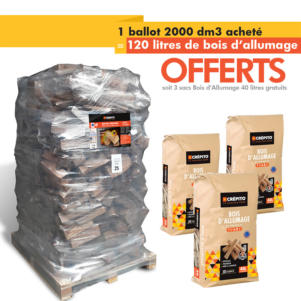Pack Promo : Ballot bûches premium et bois d'allumage