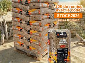 20euros de remise sur les granulés de bois premium
